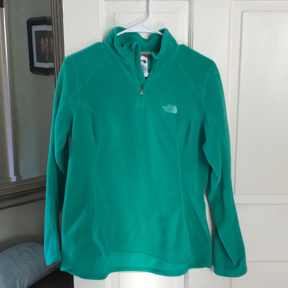 North face green fleece 3/4 zip pullover